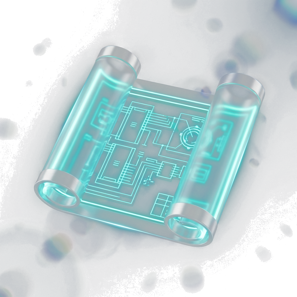 A luminous blueprint illustration representing Keystone's business-building sequence